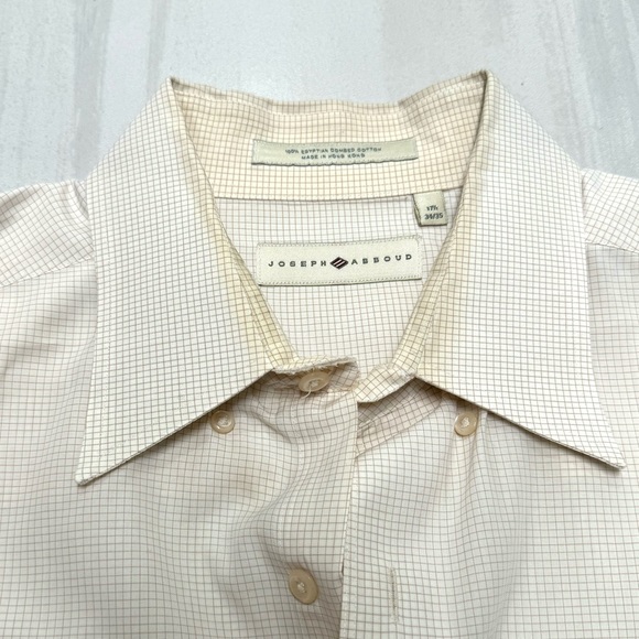 Joseph Abboud pale yellow pinstripe XL button shirt 17 1/2 34/36 - Picture 2 of 5